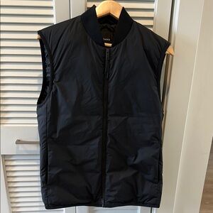 Theory Black Quilted Vest with Stand-Up Collar